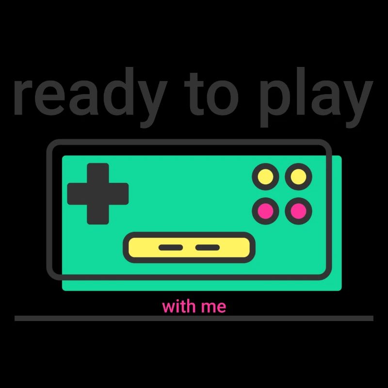 ready to play: retro game controller with statement