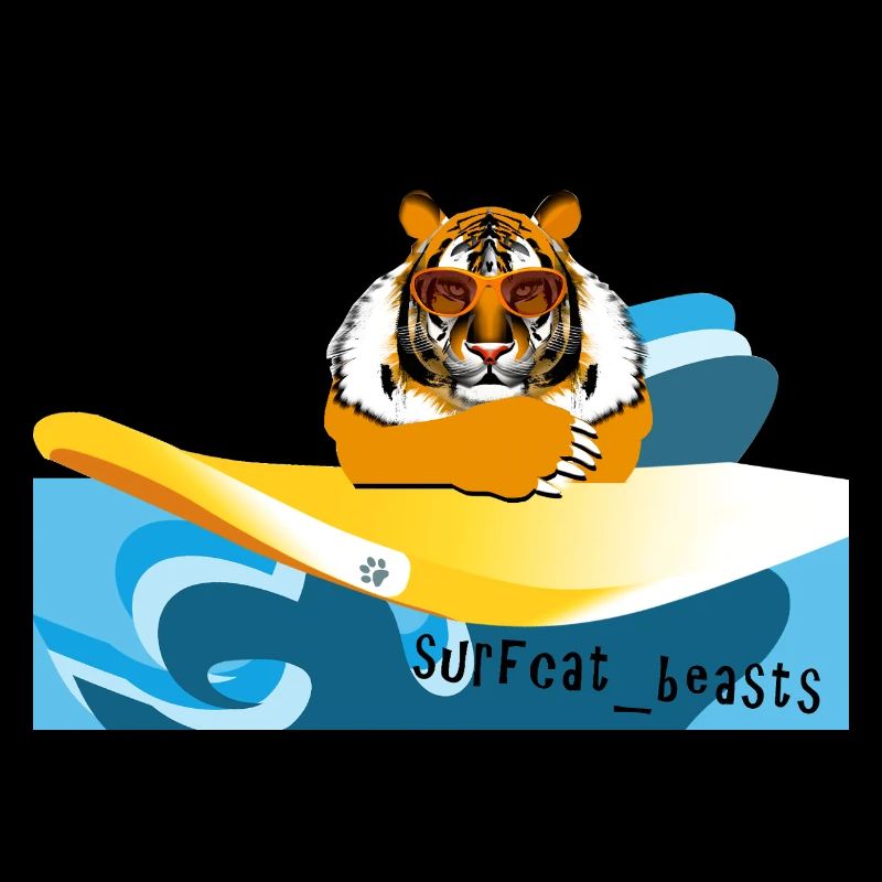 Tiger auf einem Surfbrett