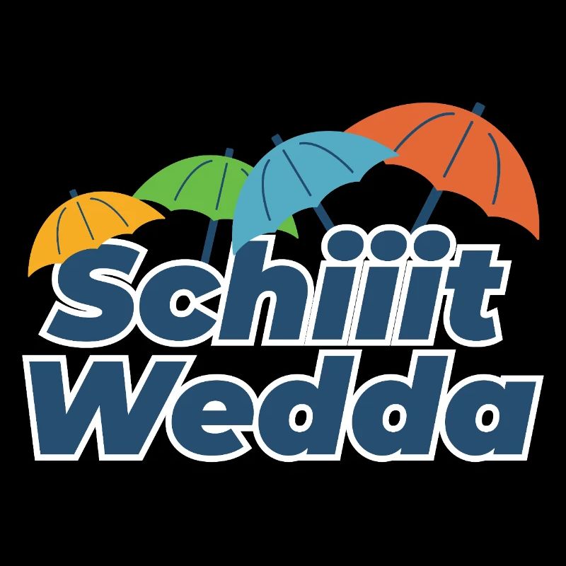 Farbige Regenschirme Comic Stil (Scheiß Wetter)