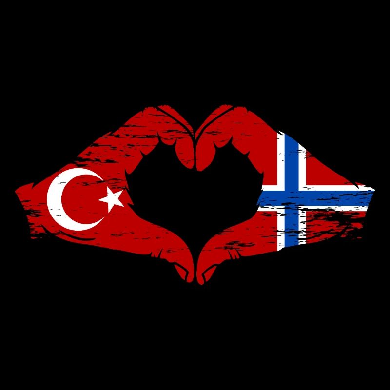 Turkey Norway Flag Hands Heart Shape Used