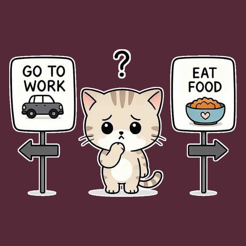 Katzendilemma: Arbeit oder Mahlzeit