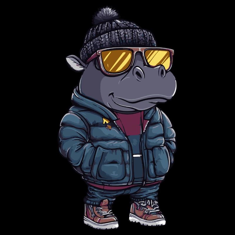 Nilpferd Winter Comic