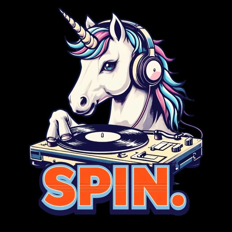 Cute Unicorn DJ 90s Retro Disco Style