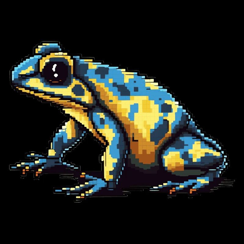 Farbenfroher Retro Pixel Pfeilgiftfrosch in 8 Bit