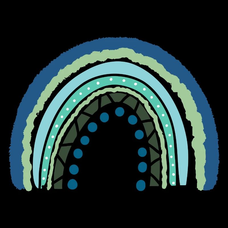 Blue Green rainbow with dots