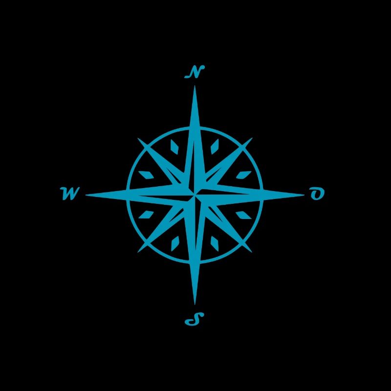 Windrose oder Kompassrose mit schwarzer Weltkarte