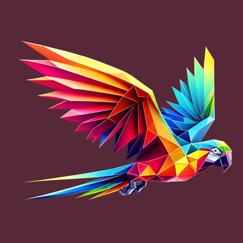 3d geometric multicolor origami parrot