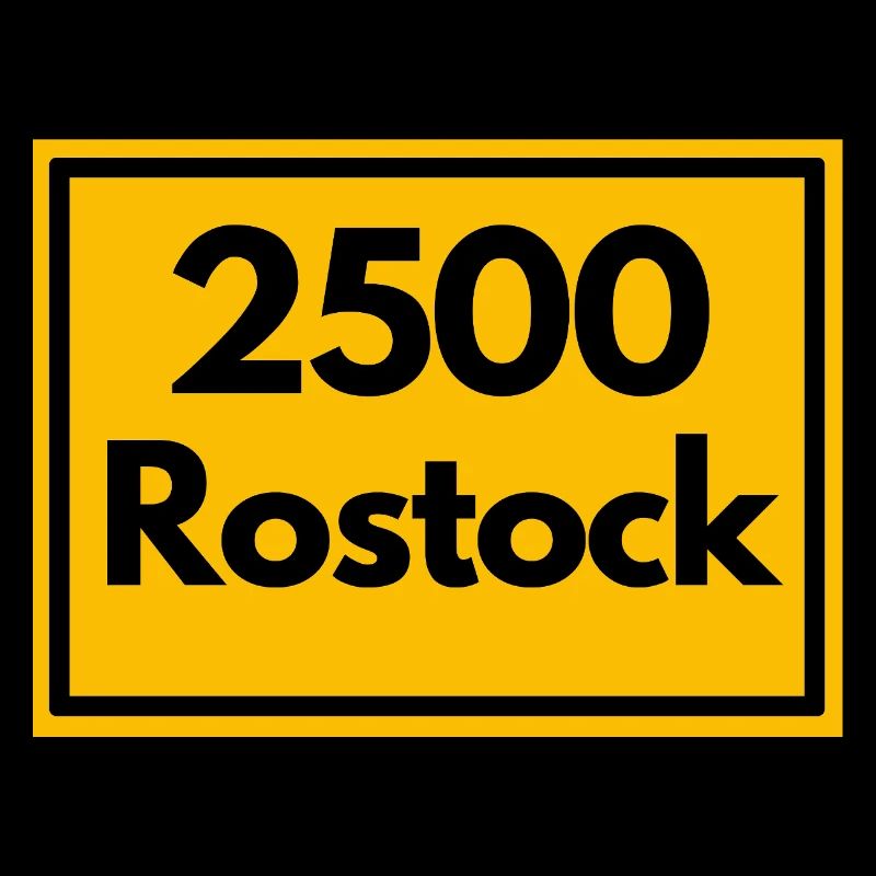 Town sign - then retro old zip code 2500 ROSTOCK
