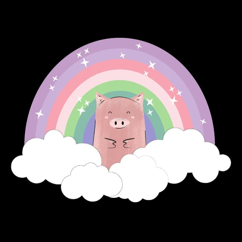 Rainbow Pig Pastel Colors Clouds Gift