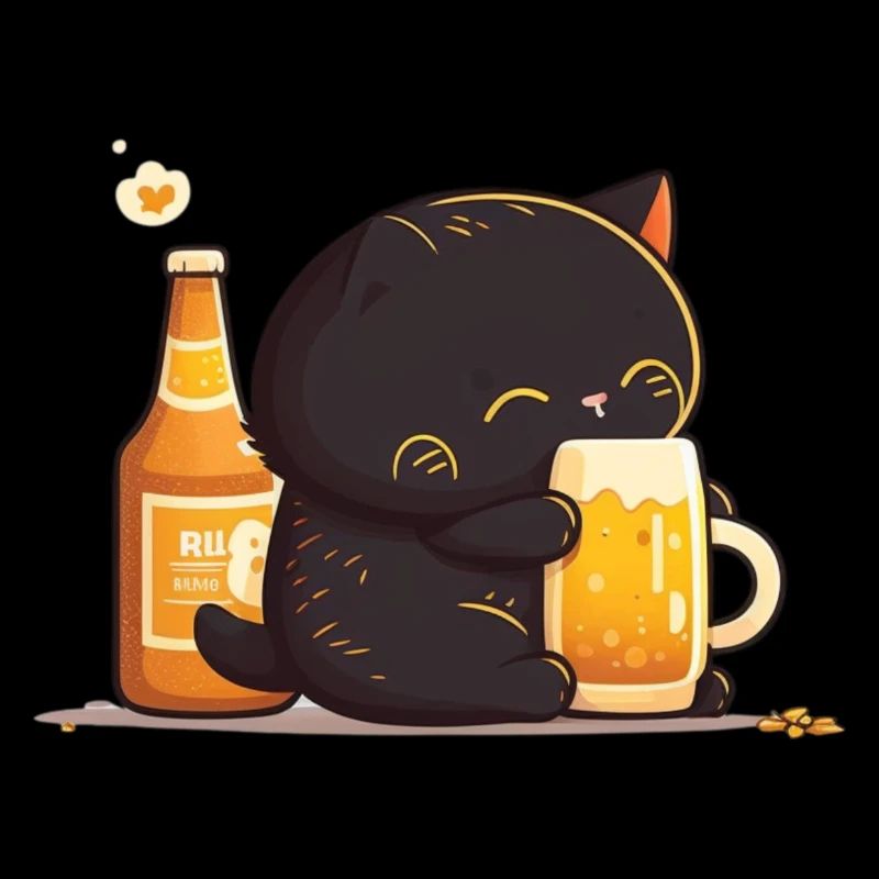 Câlins de chat avec de la bière