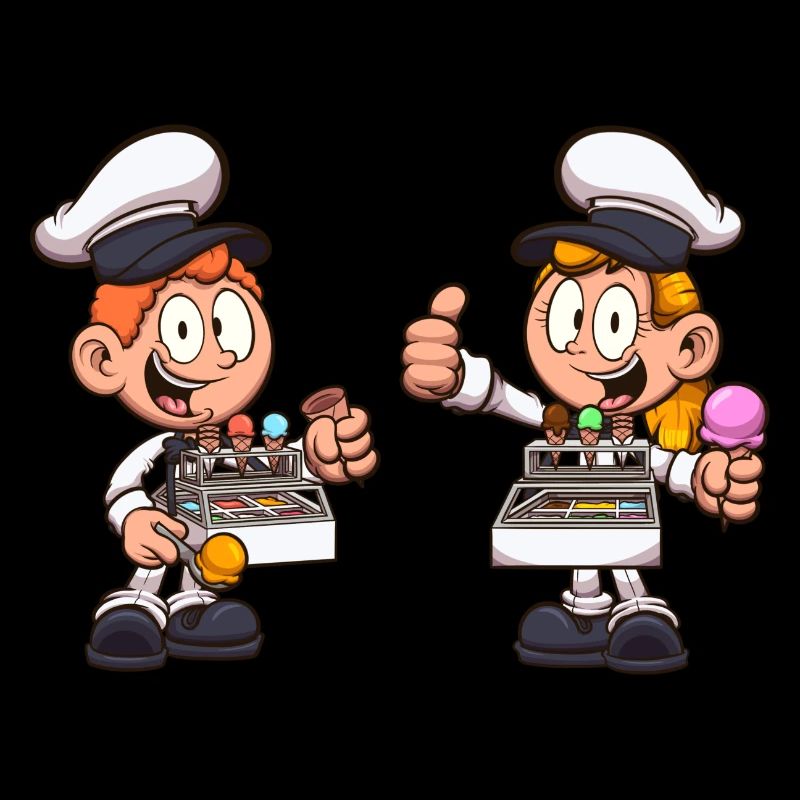 Junge und Mädchen verkaufen Eis