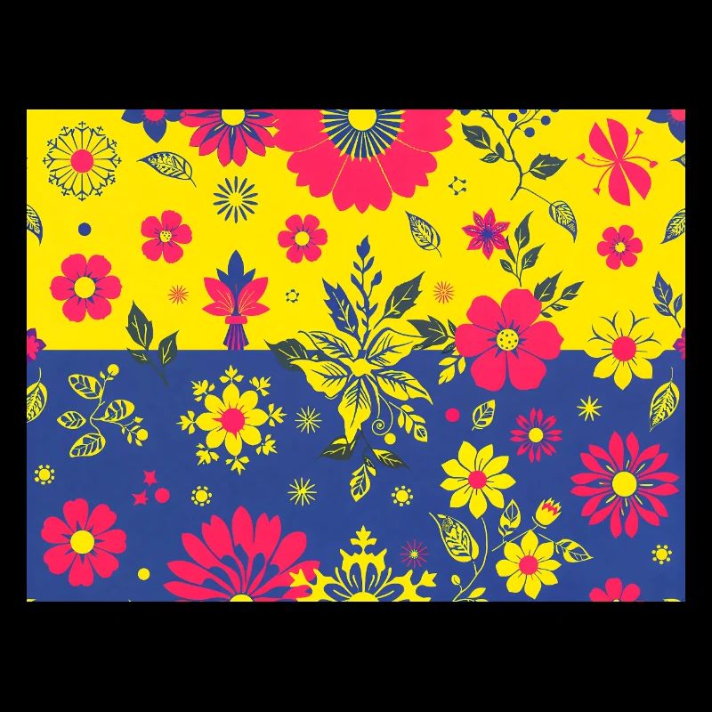 Blumenmuster mit kontrastfarbenem Hintergrund