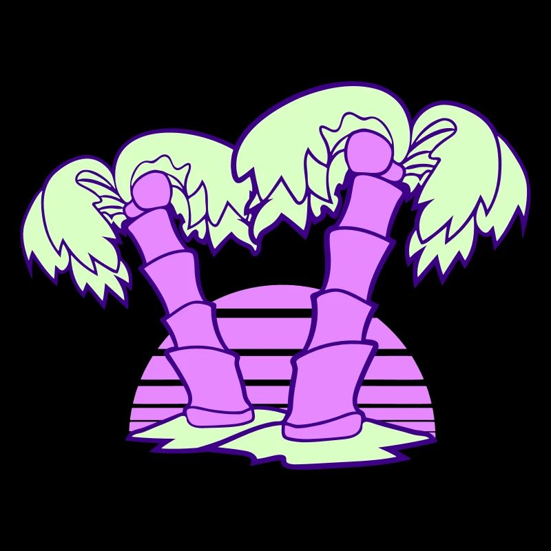 2 Palm Trees Island Tree Stripes Sun Sunset