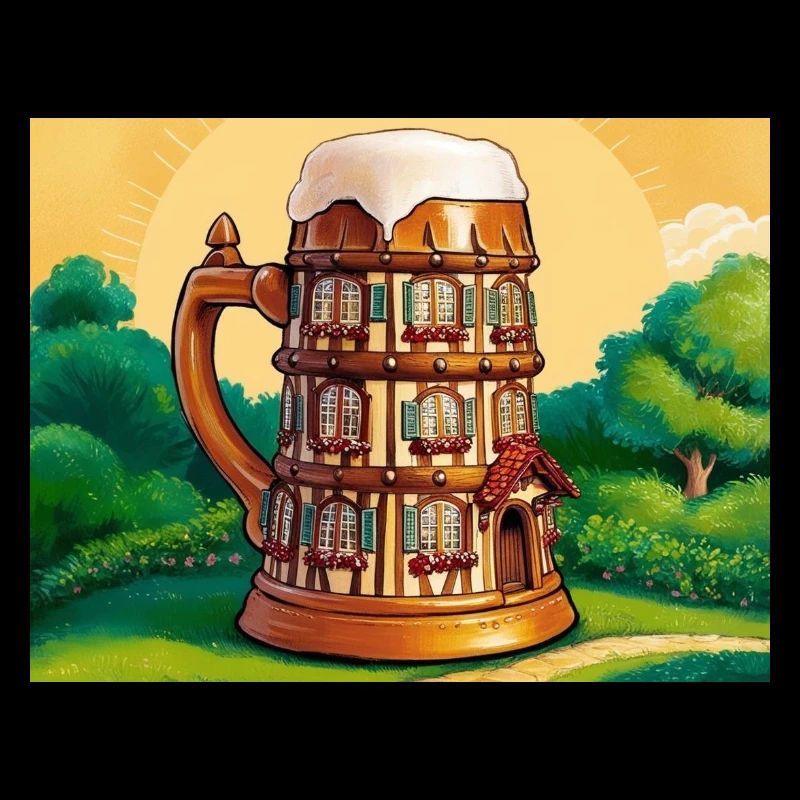 une maison à colombage en forme de bière