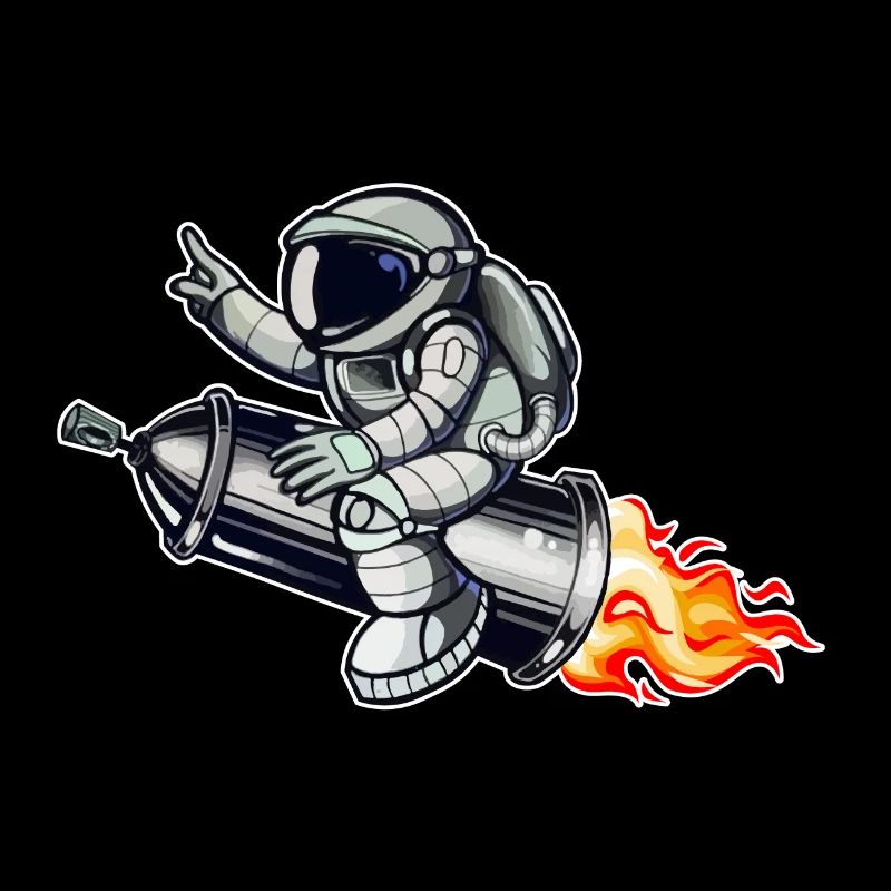 Graffiti astronaute avec fusée à bombe aérosol