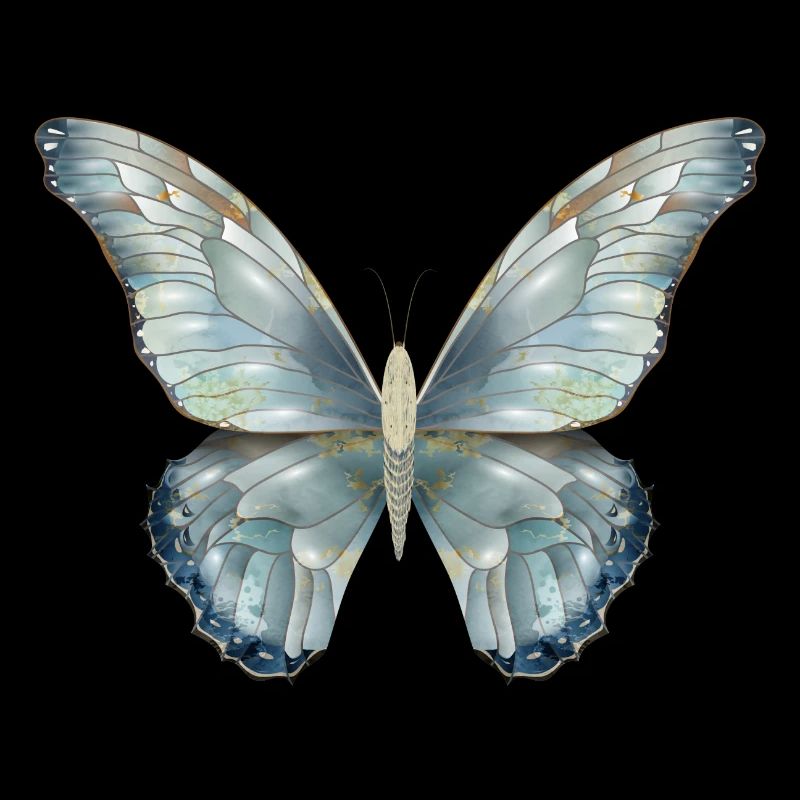 Papillon dans de délicates nuances de bleu peint à la main