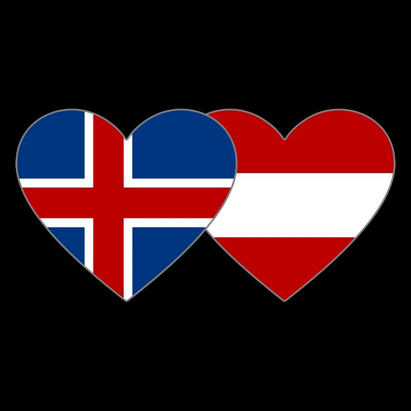 Iceland Austria Flag Heart