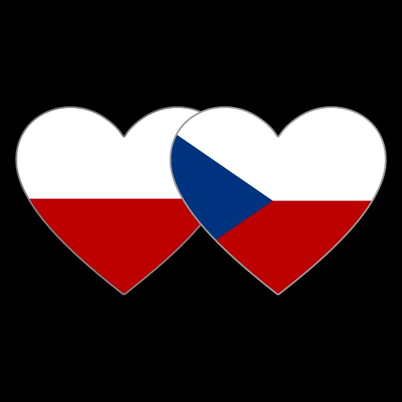 Pologne République tchèque Drapeau Coeur