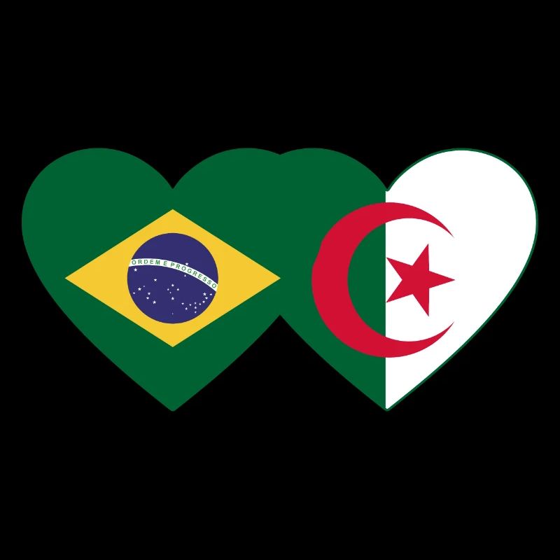 Brésil Algérie Drapeau Coeur