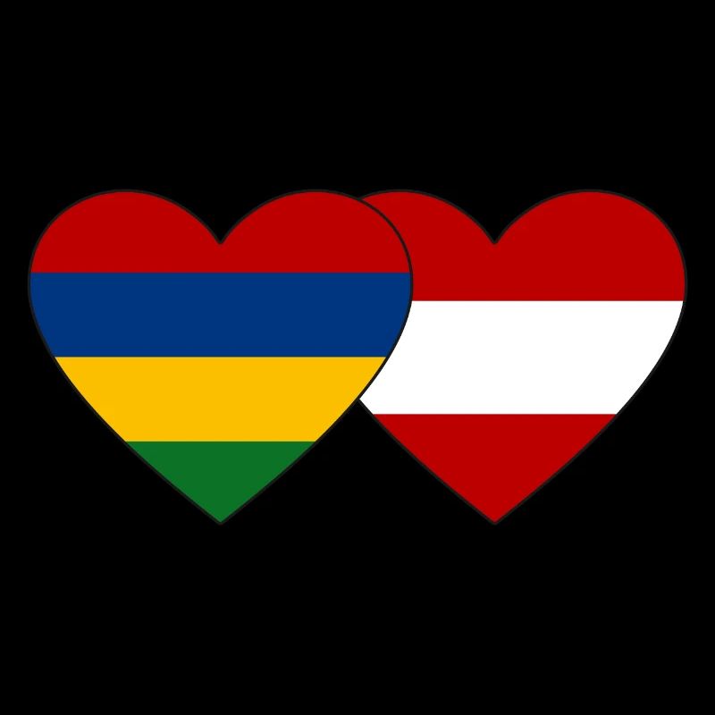 Mauritius Austria Flag Heart