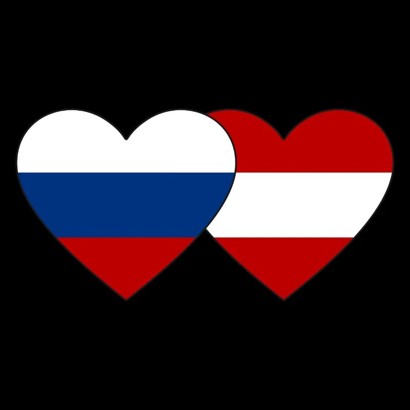Russie Autriche Flag Coeur