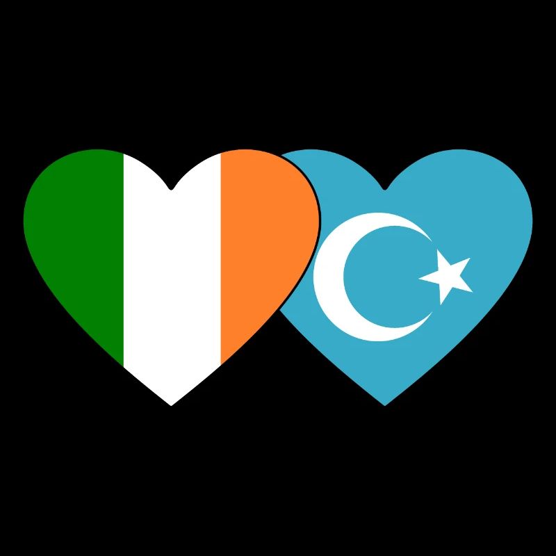 Irland Uiguren Flagge Herz