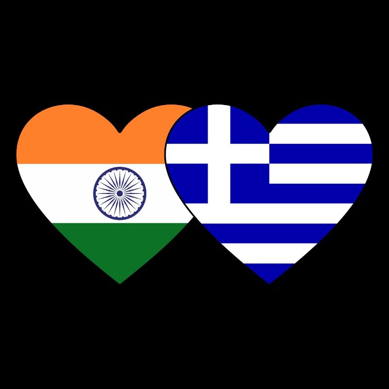 Inde Grèce Drapeau Coeur