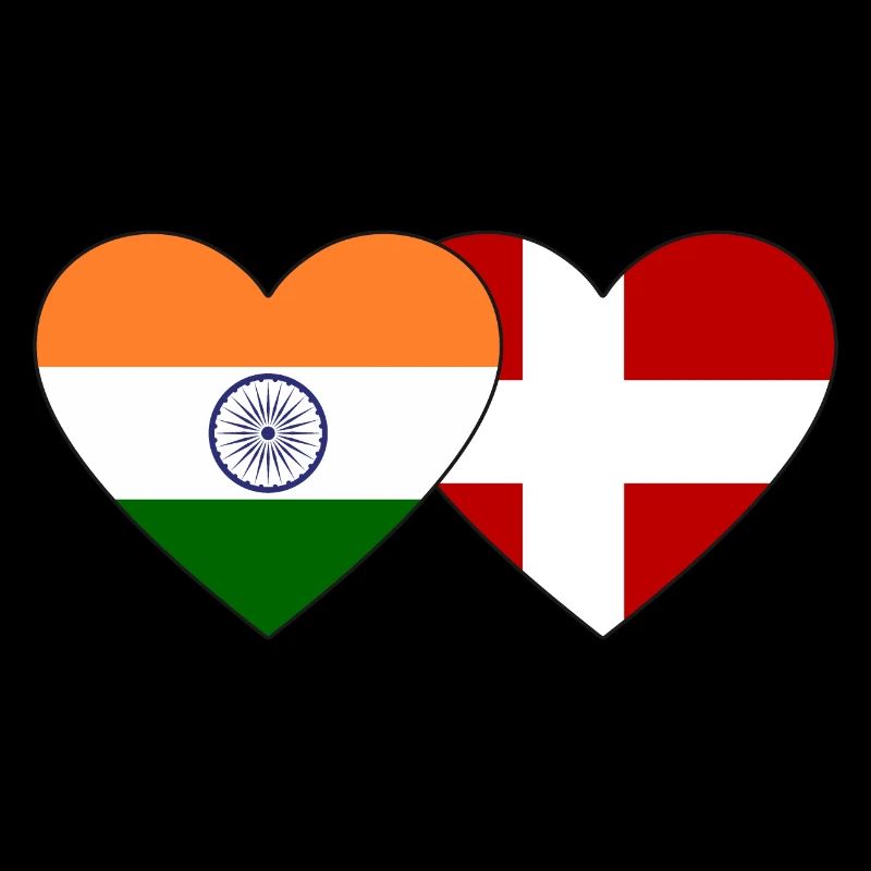 Indien Dänemark Flagge Herz