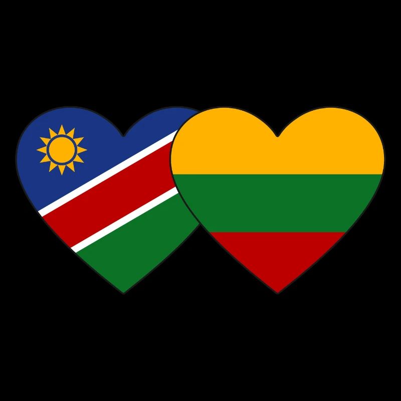 Namibia Litauen Flagge Herz