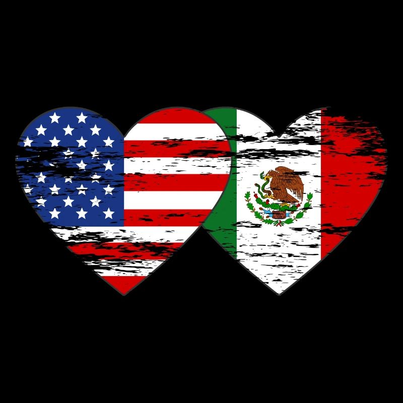 Cœur de drapeau Meksiko des États-Unis utilisé