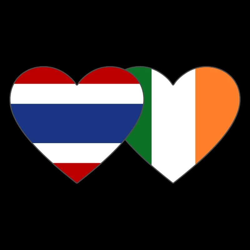 Thaïlande Irlande drapeau coeur
