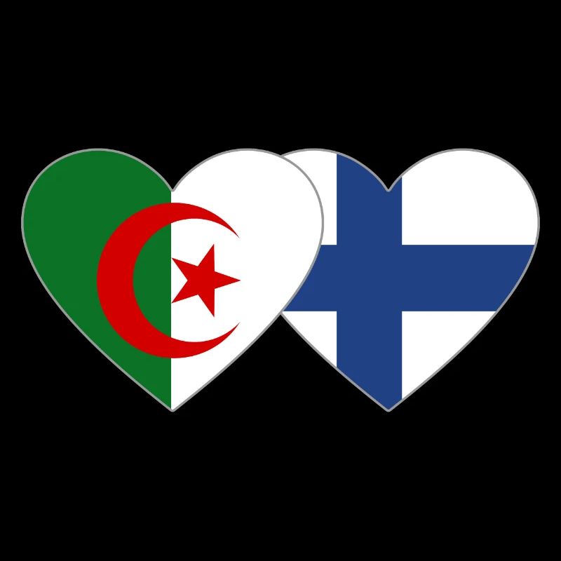 Algérie Finlande Drapeau Coeur