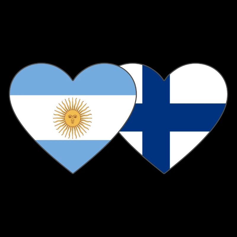 Argentine Finlande Drapeau Coeur