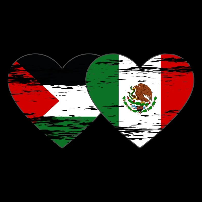 Palestine Mexico Flag Heart