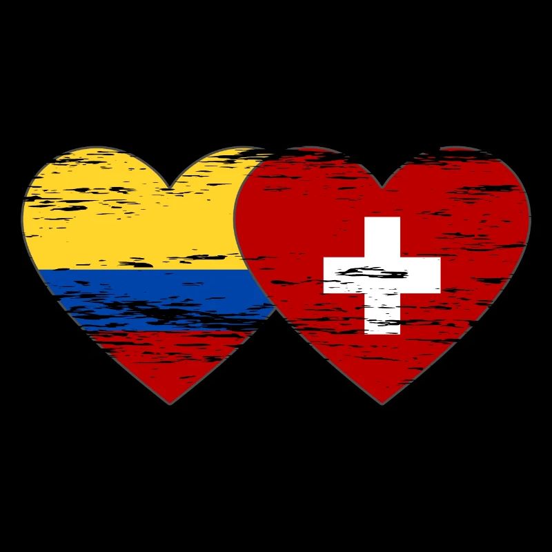 Colombie Suisse Drapeau Coeur utilisé
