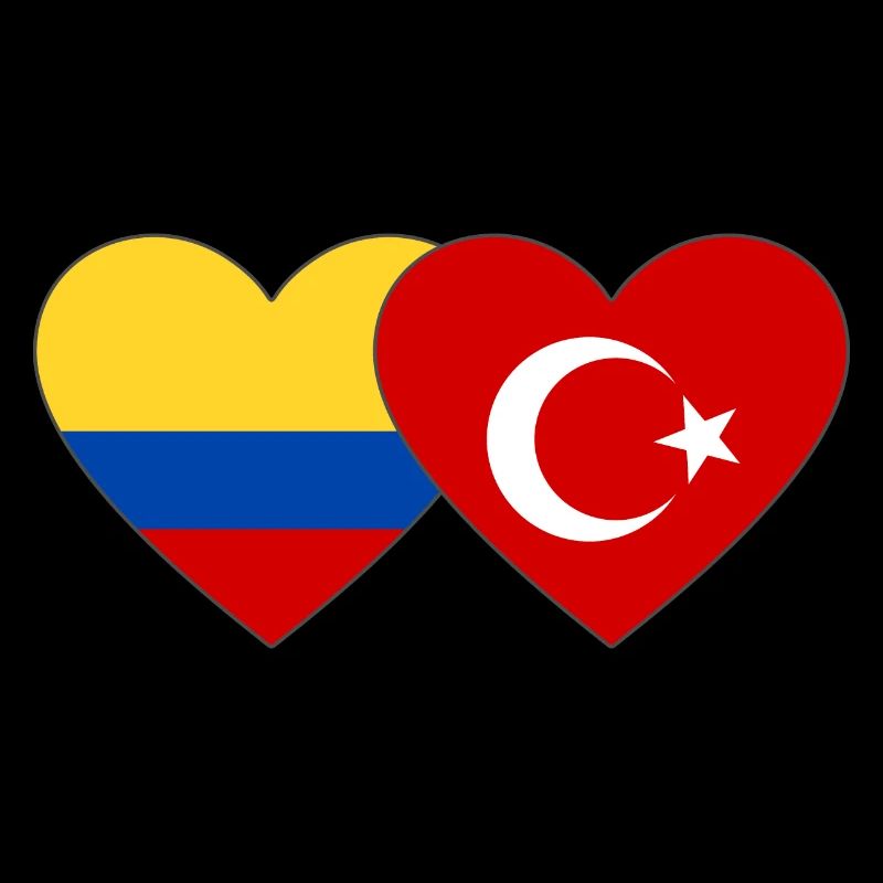Colombie Turquie Drapeau Coeur