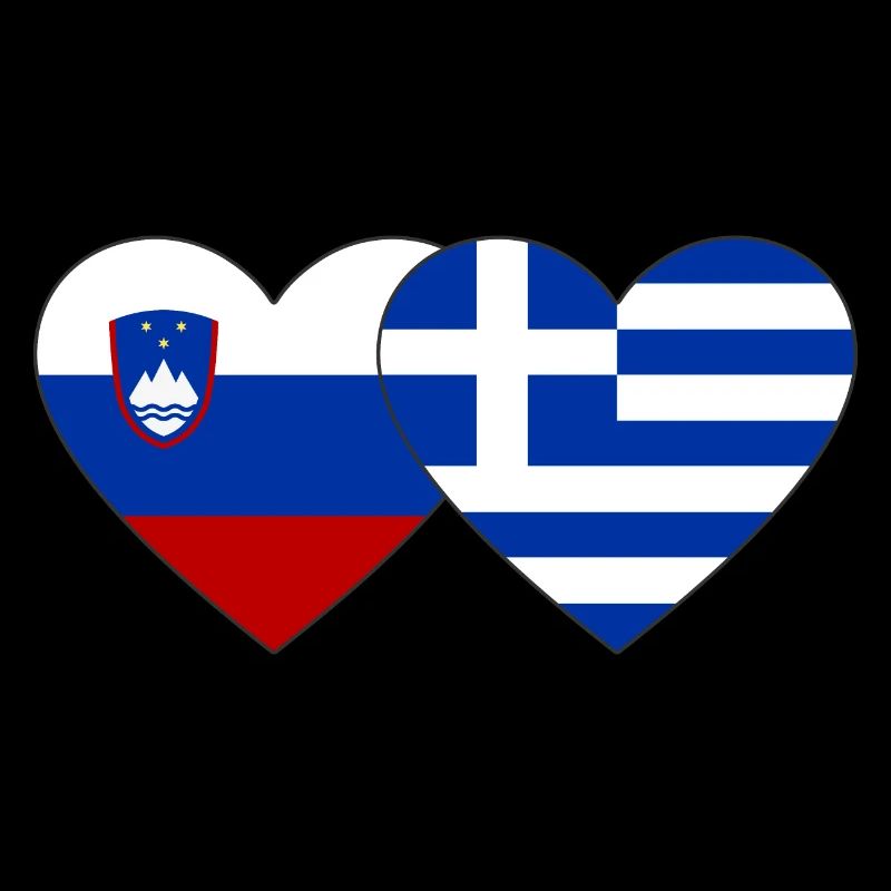 Slovénie Grèce Drapeau Coeur