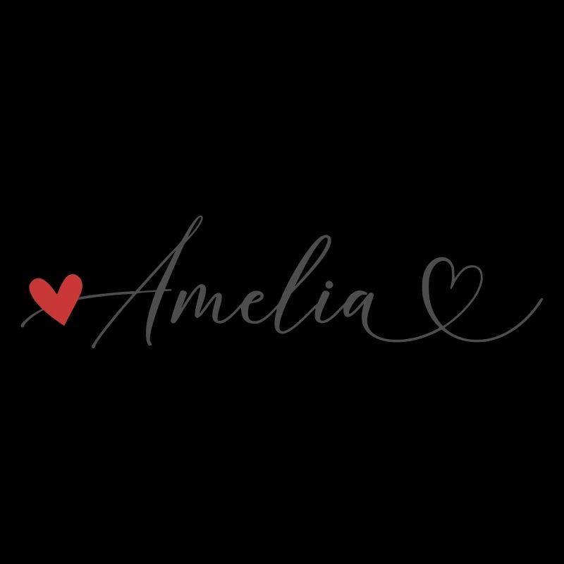 Amelia Surname First Name Calligraphy Heart