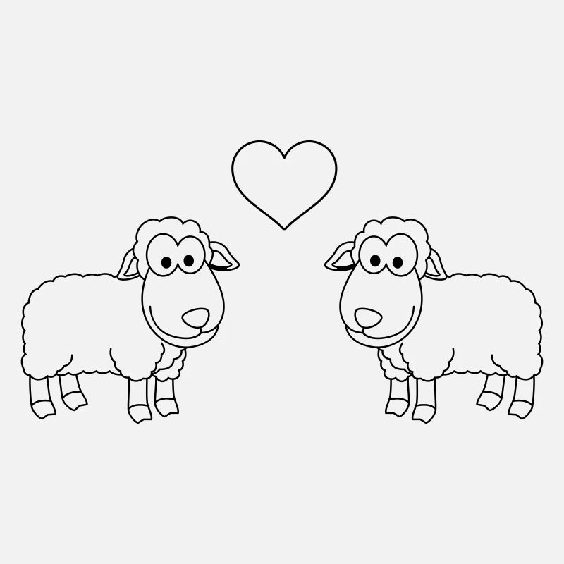 Schaf Comic Paar Liebe