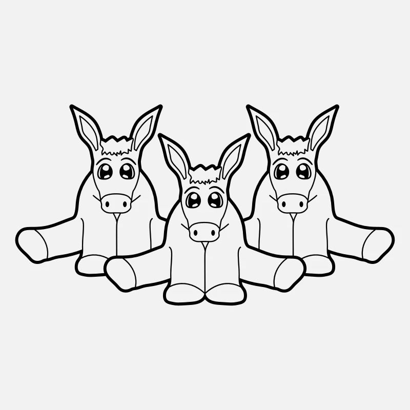 3 amis petit bébé mignon mignon assis âne pf