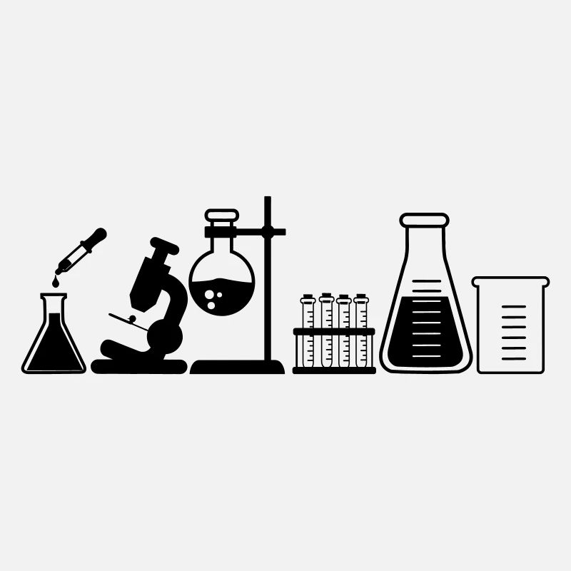 Laboratoire avec bocaux, microscope et tubes