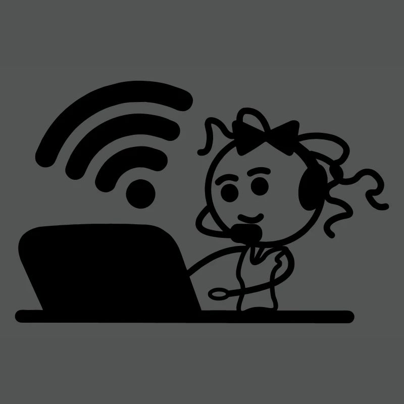 Glückliches Mädchen oder Frau auf Laptop-WLAN