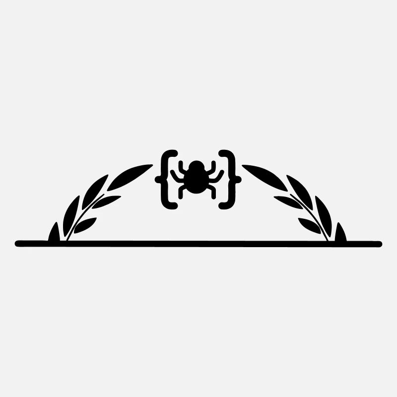 Code-Logo-Spinne im halben Lorbeerkranz