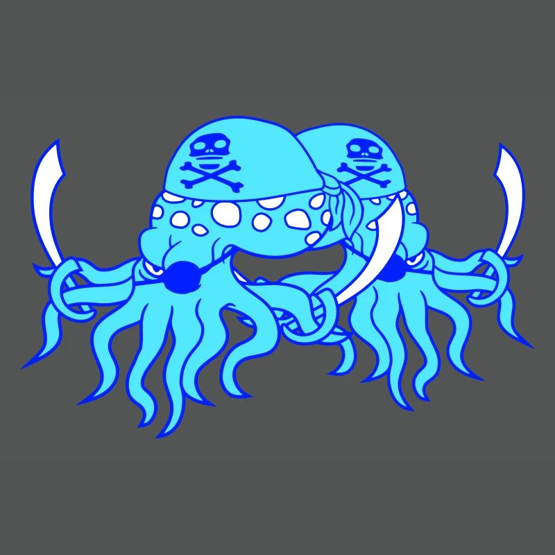 2 Evil Octopus Pirate Cephalopod Octopus Squid