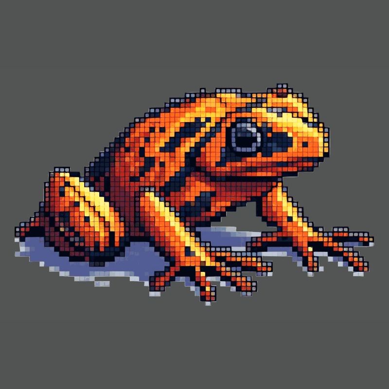 Poison dart frog in cool retro pixel graphics