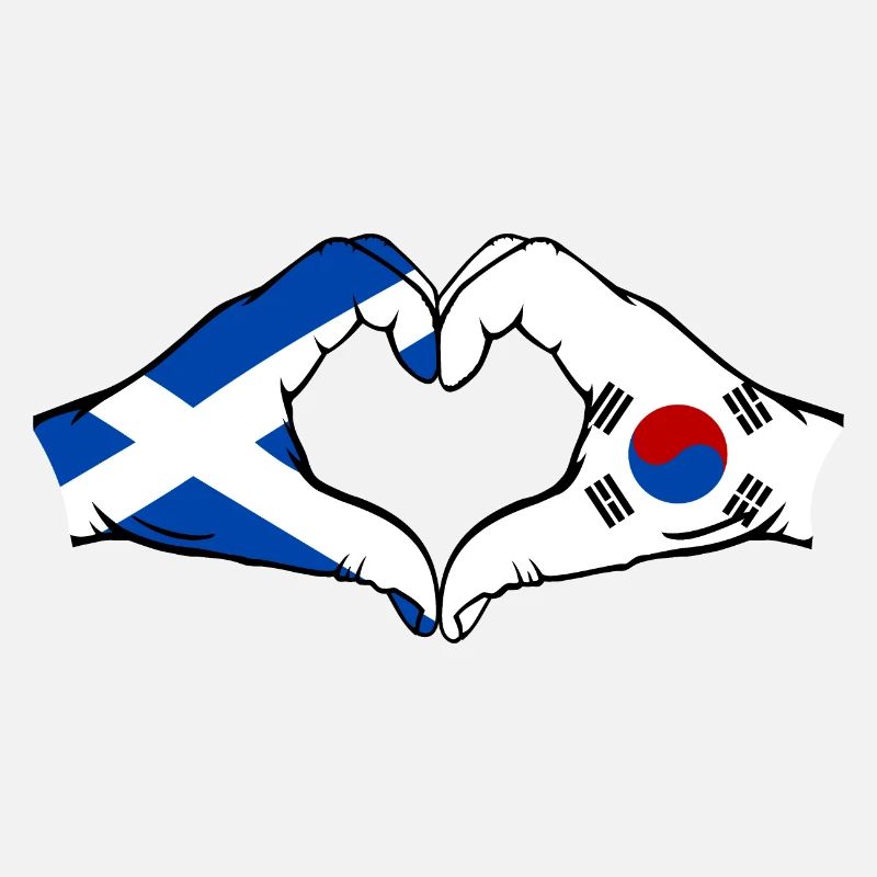 Ecosse Corée du Sud Mains Coeur Forme