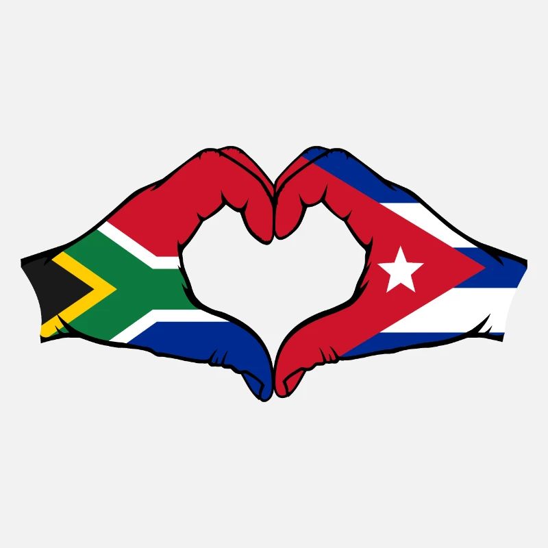 Afrique du Sud Cuba Drapeau Mains Coeur Forme