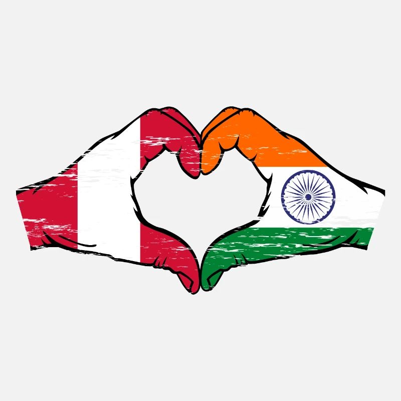 Pérou Inde drapeau mains forme de coeur utilisé