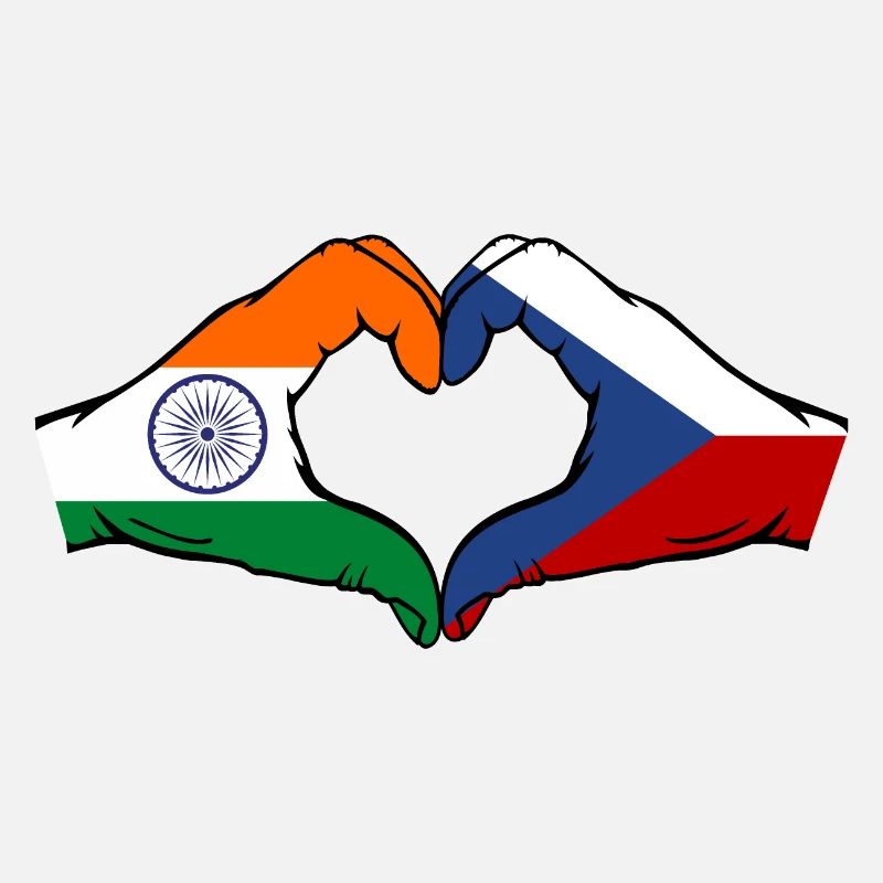 Inde République tchèque drapeau mains coeur forme