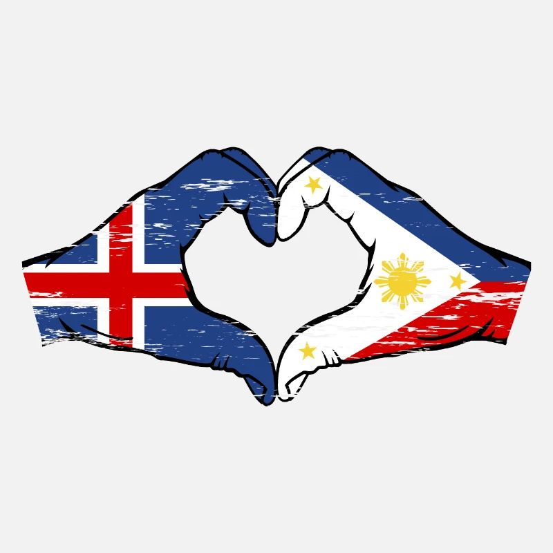 Islande Philippines drapeau mains forme de coeur utilisé